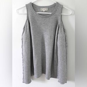 Gray cold shoulder long sleeve shirt